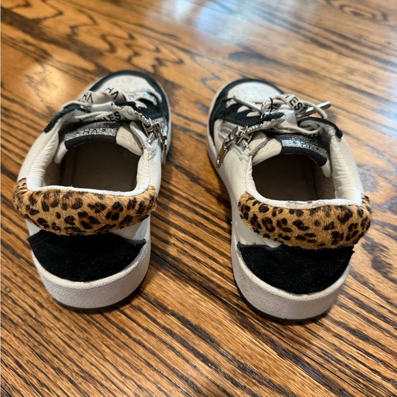 Vintage Havana Girl's Bailey Star Sneakers - Black, White, and Leopard, Size 12 - Picture 10 of 14